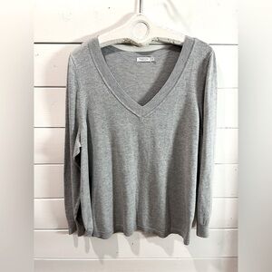 🩶 R ESSENTIALS – Grey V-Neck Sweater – Size 3x